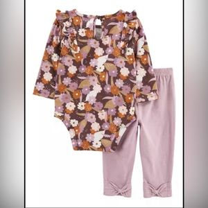 NWT CARTERS 4 piece mix and match purple floral baby girl set - size 6 mo